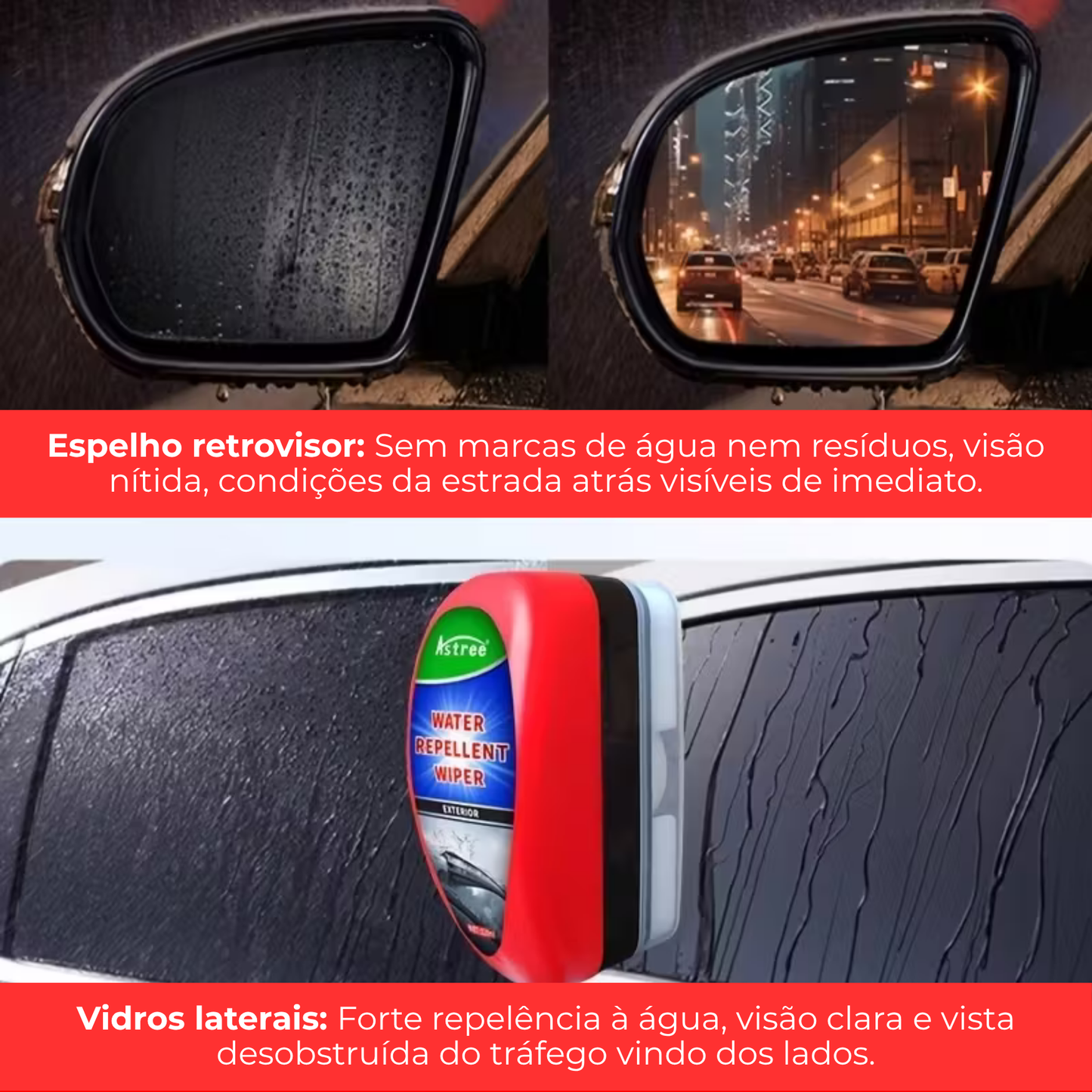 Escova dissolvente anti-chuva e manchas